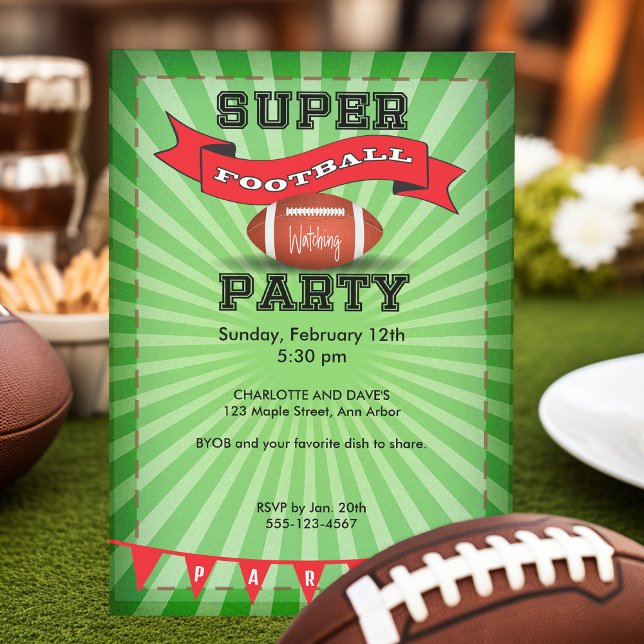 Super Football Big Game Watching Party Einladung (Customizable super football party invitations)