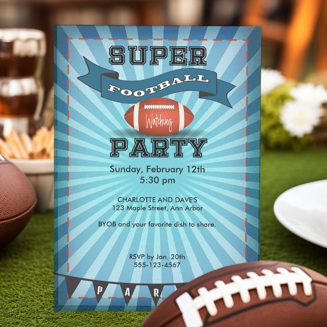 Super Football Game Watching Party Einladung (Custom football party invitations)