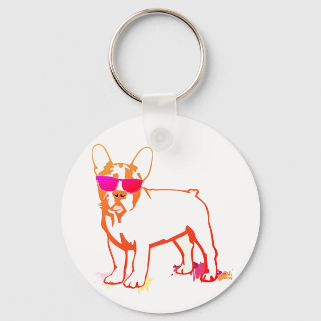 Super Frenchie Bulldog Schlüsselanhänger (Vorderseite)