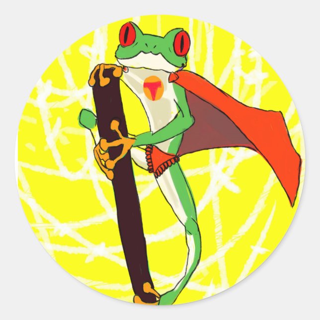 Super-Frosch Runder Aufkleber (Vorderseite)