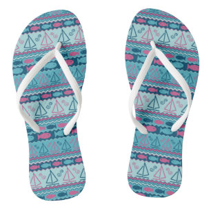 Super Fun und Segelboot Muster Flip Flops