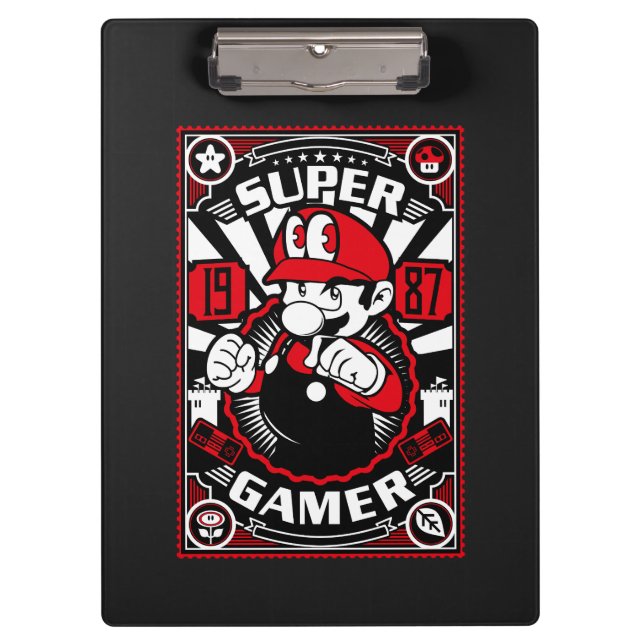 Super Gamer Retro Gaming Klemmbrett (Vorderseite)