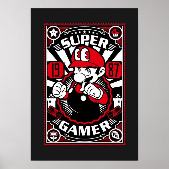 Super Gamer Retro Gaming Poster (Vorne)
