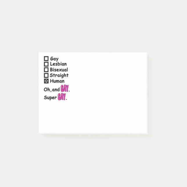 Super Gay Post-it Klebezettel (Vorderseite)