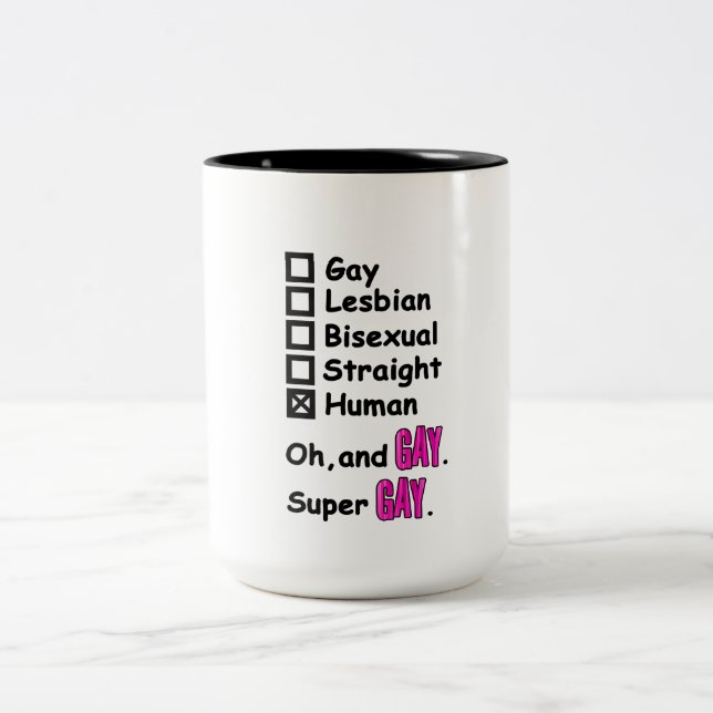 Super Gay Zweifarbige Tasse (Mittel)
