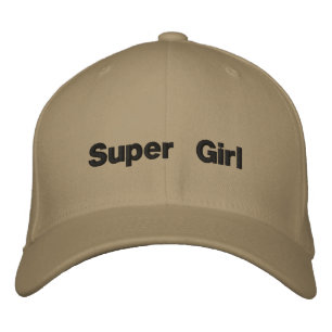 Super Girl Khaki-Farbe Flexfit-Wollmädchentext Bestickte Baseballkappe