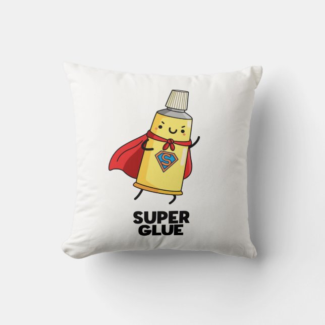 Super Glue Funny Super Hero Pun Kissen (Vorderseite)