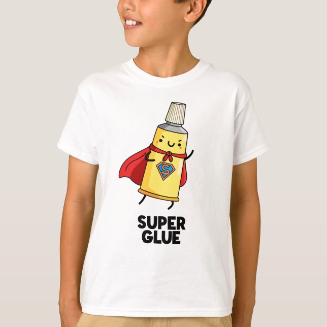 Super Glue Funny Super Hero Pun T-Shirt (Vorderseite)