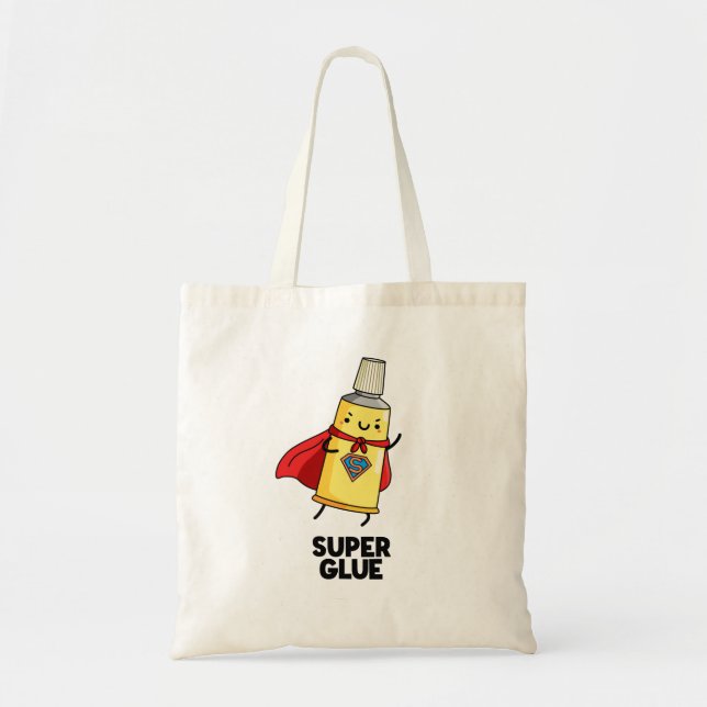Super Glue Funny Super Hero Pun Tragetasche (Vorne)
