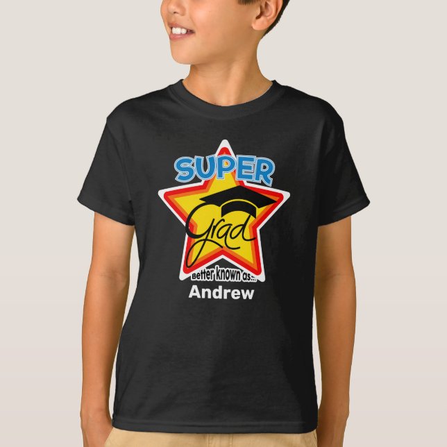 Super Grad Logo-On Dark-Personalize Name and Year T-Shirt (Vorderseite)