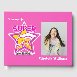 Super Grad Pink bearbeitbarer Foto-Text-Abschluss Gästebuch