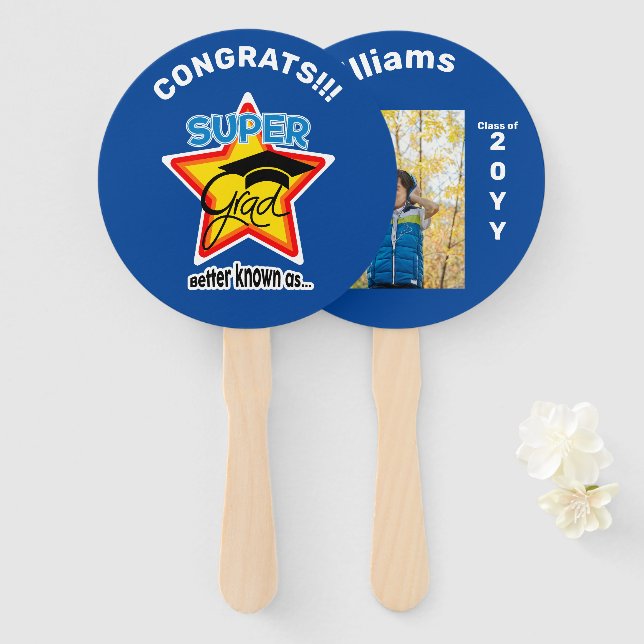 Super Grad Runde, bearbeitbares Foto Jahr Fächer (Vorne und Hinten)