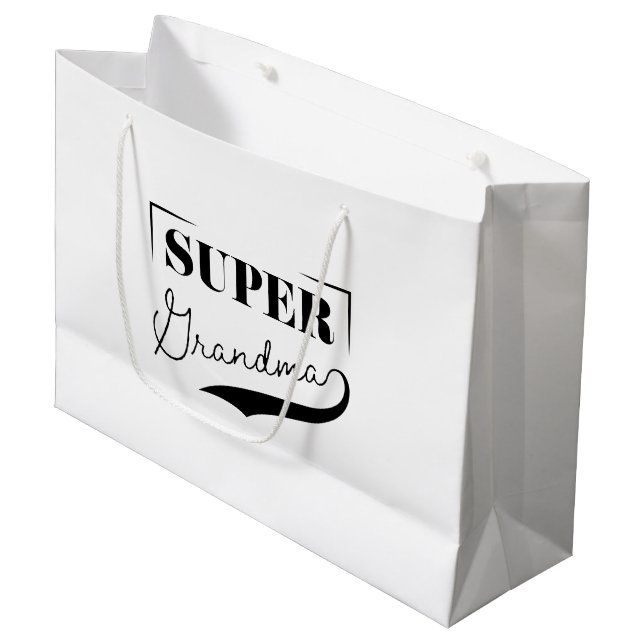 Super Grandma Große Geschenktüte (Vorderseite Schrägansicht)