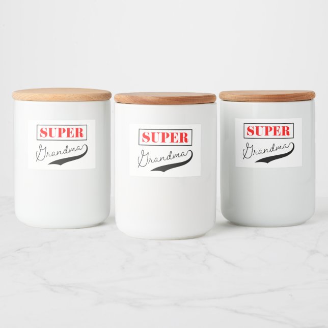 Super Grandma Lebensmitteletikett (Flaschen)