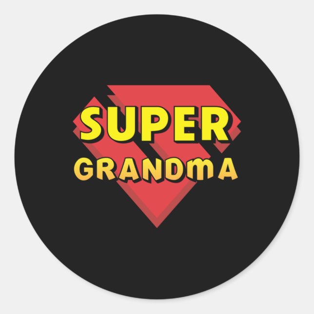 Super Grandma Runder Aufkleber (Vorderseite)