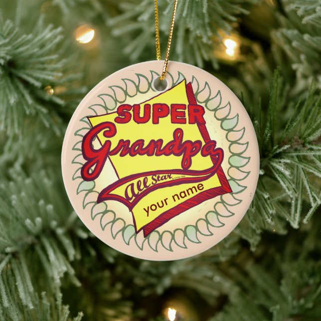 Super Grandpa Keramik Ornament (Baum)