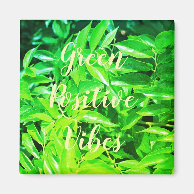 Super Green Positive Vibes Blätter Magnet (Vorne)