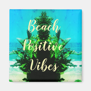 Super Green Summer Beach Positive Vibes Magnet