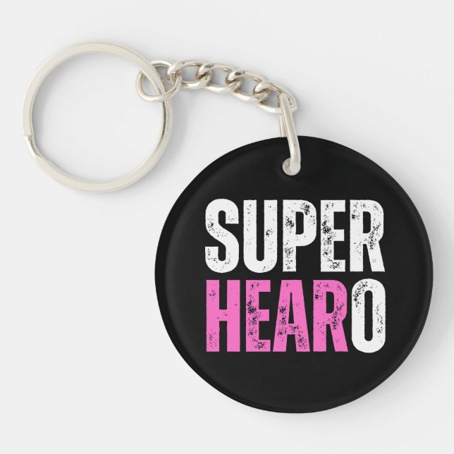 Super Hearo - Deaf / Cochlear Implant Warrior Schlüsselanhänger (Vorderseite)