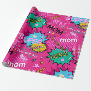 Super-Heldin-Mutter-Comic Geschenkpapier
