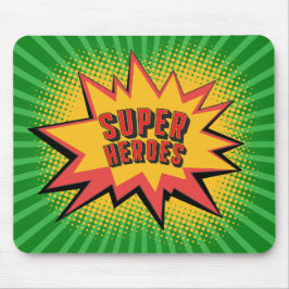 SUPER HERO BOOM, GRÜNER HINTERGRUND MOUSEPAD