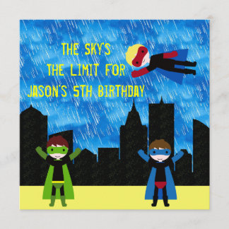 Super Hero Boys Bithday Party Einladung