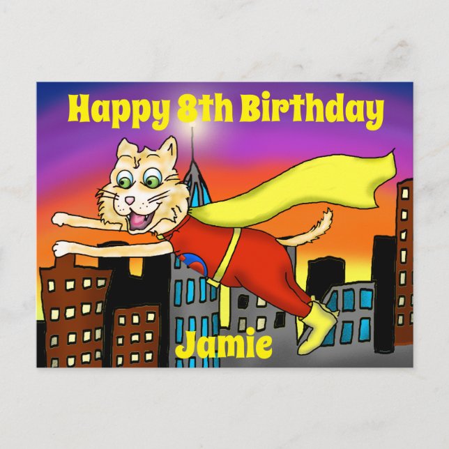 Super Hero Cat Postcard Postkarte (Vorderseite)