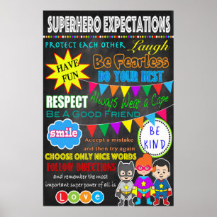 Super Hero Classroom Sign Poster