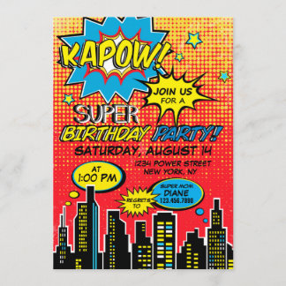 Super Hero Comic Book Geburtstag Einladung