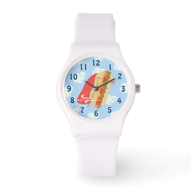 Super Hero Flying Caped Sandwich Fun Armbanduhr (Vorderseite)