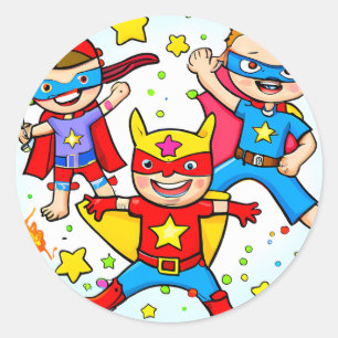 Super Hero Kids Themed Geburtstagsparty Sticker