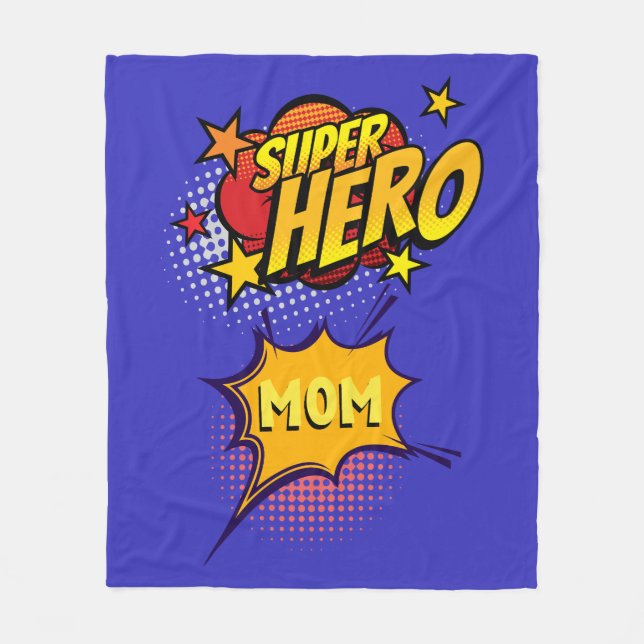 Super Hero Mama Comic Book Style Fleecedecke (Vorderseite)
