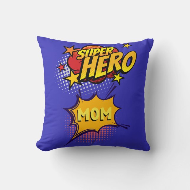 Super Hero Mama Comic Book Style Kissen (Vorderseite)