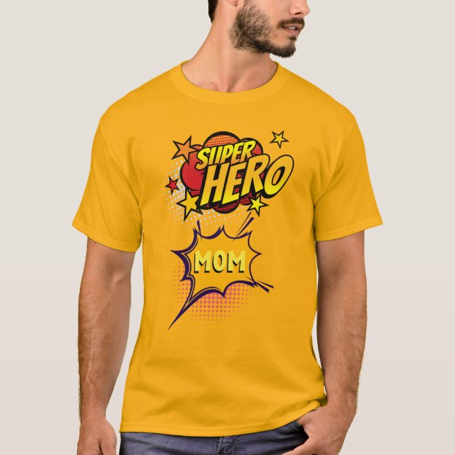 Super Hero Mama Comic Book Style T-Shirt (Vorderseite)