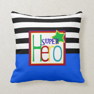 Super Hero Pillow Blau, Schwarz, Rot, Grün Kissen