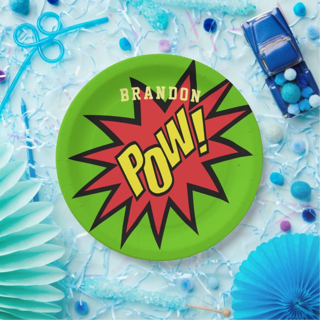 Super Hero Pow Personalisiert Pappteller (Party)