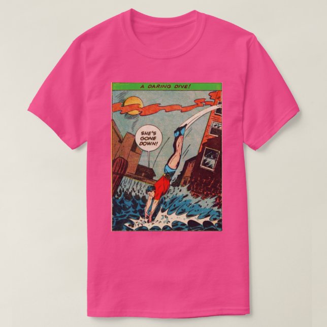 Super Hero Rescue Action Old Comic Ästhetik T-Shirt (Design vorne)
