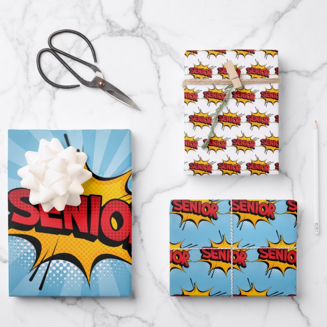 Super Hero Senior Geschenkpapier Set (Vorderseite)