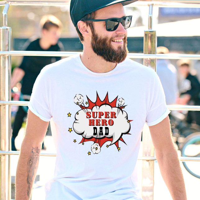 Super Hero Vater Cartoon Bubble Fun T-Shirt (Von Creator hochgeladen)