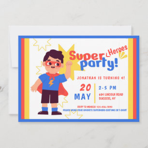 Super Heroes Birthday Party Einladung