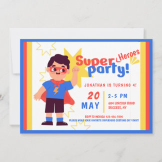 Super Heroes Birthday Party Einladung