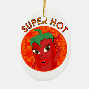 Super Hot Pepper Diva Keramikornament