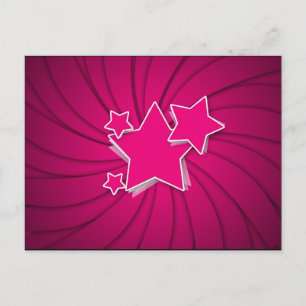 Super Hot Pink Stars und Swirke Hintergrund Postkarte