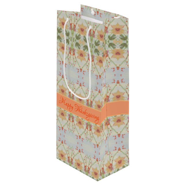 Super Hübscher Erntedank Weinbeutel Geschenktüte Für Weinflaschen (Vorderseite Schrägansicht)