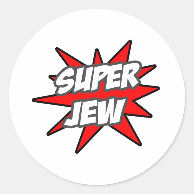 Super Jew Runder Aufkleber (Vorderseite)