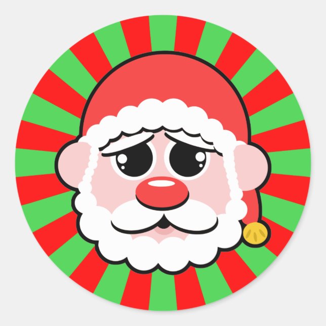 Super Kawaii Santa Runder Aufkleber (Vorderseite)