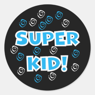 Super Kid Blue und Black Stickers