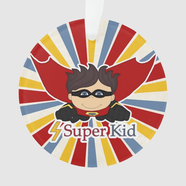 Super Kid Comic Book Themed with Boy's Foto Ornam Ornament (Vorderseite)