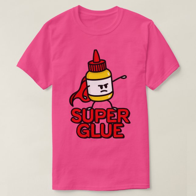 Super Kleber Super-Held lustige Leim Cartoon T-Shirt (Design vorne)