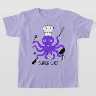 Super Koch Lila Oktopus mit Kochgeräten T-Shirt